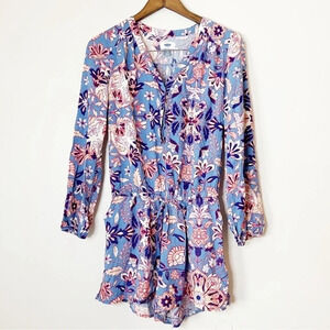 Old Navy Floral Romper Long Sleeve Hidden Button XS Boho Casual Chic